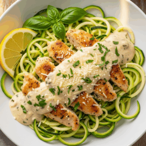 Keto Chicken Alfredo with Zucchini Noodles