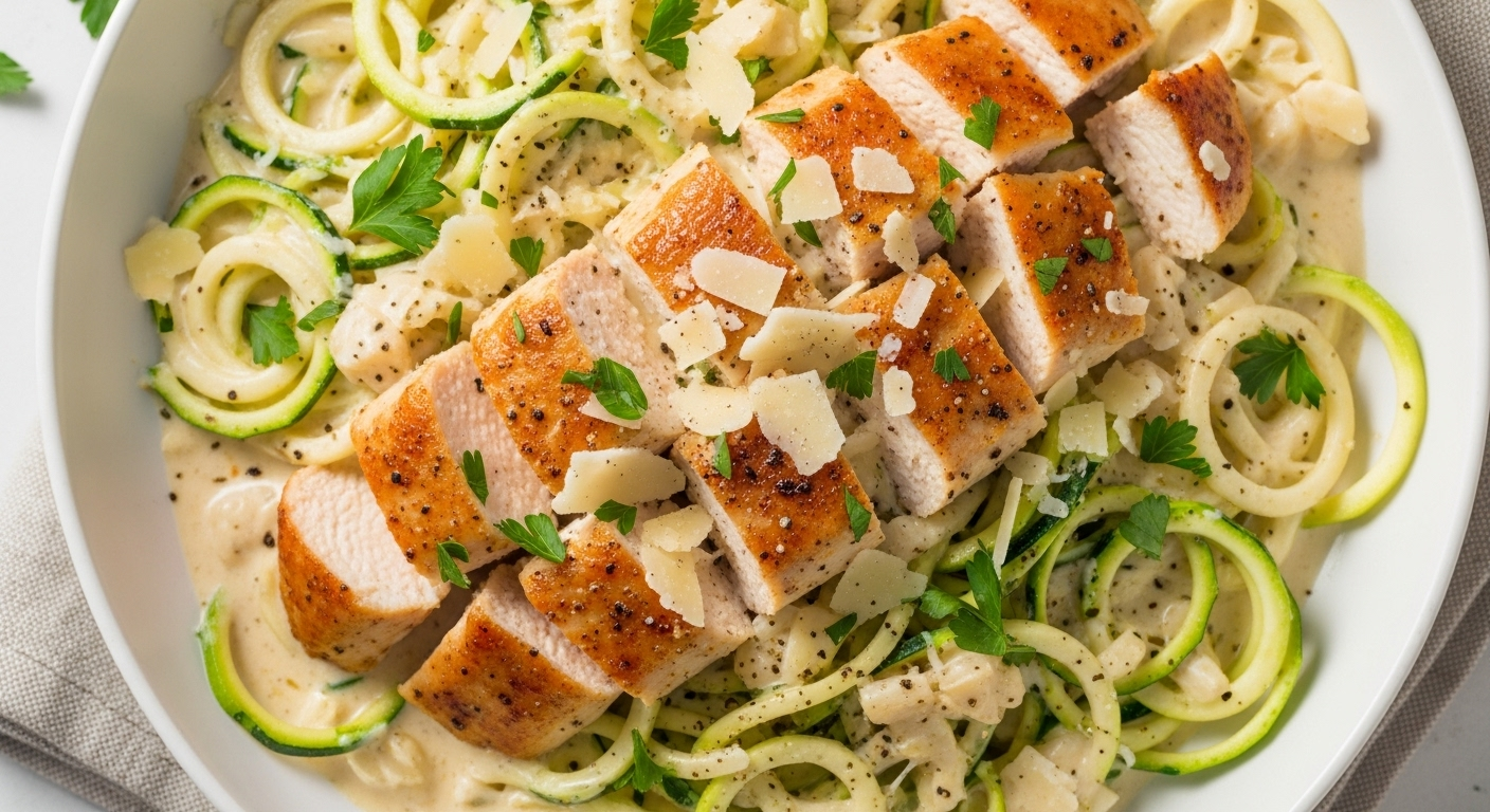 Keto Chicken Alfredo with Zucchini Noodles