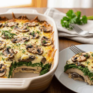 Keto Mushroom & Spinach Casserole