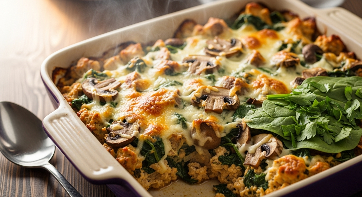 Keto Mushroom & Spinach Casserole