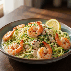 Keto Shrimp Alfredo Zoodles