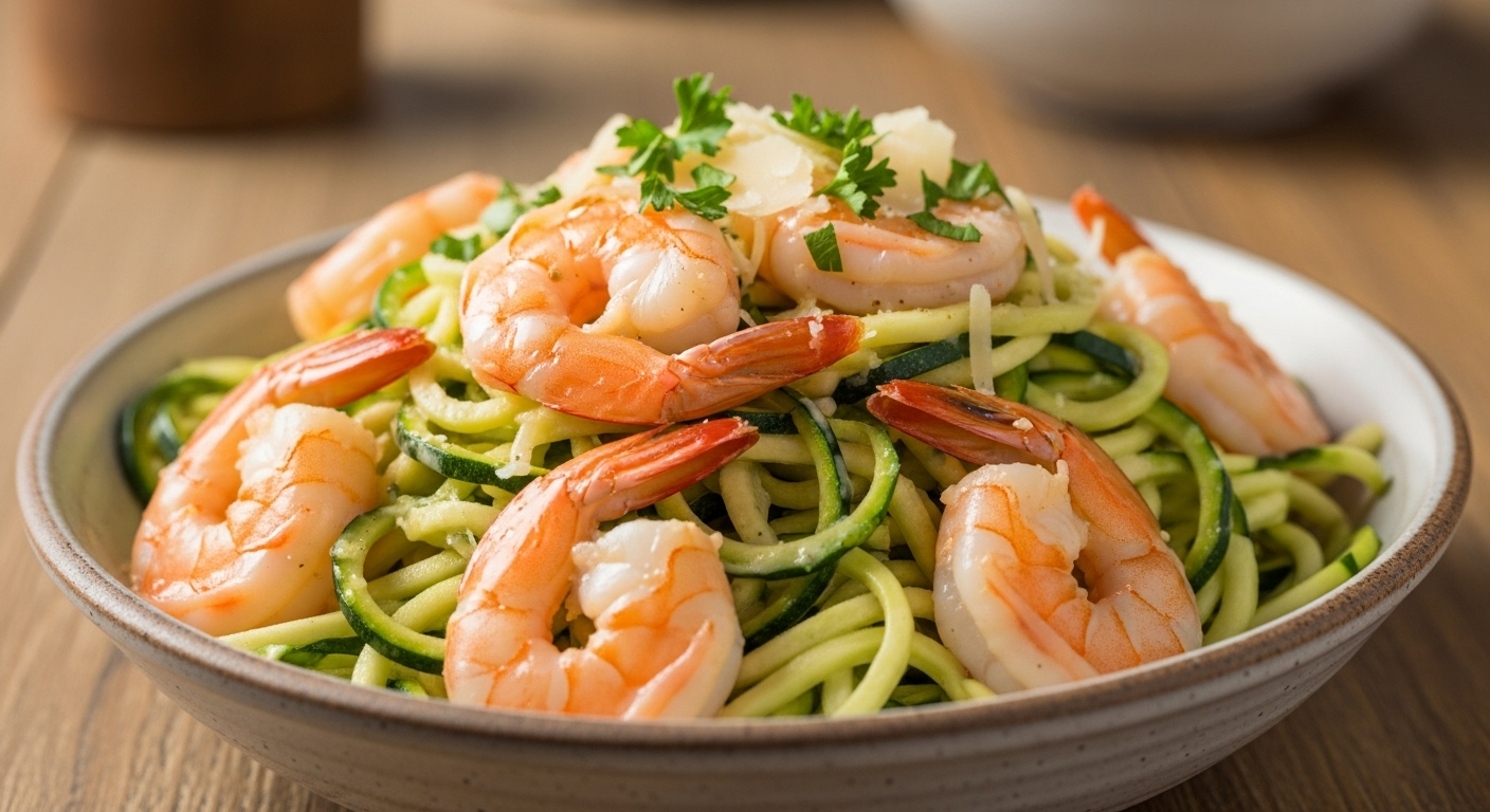 Keto Shrimp Alfredo Zoodles