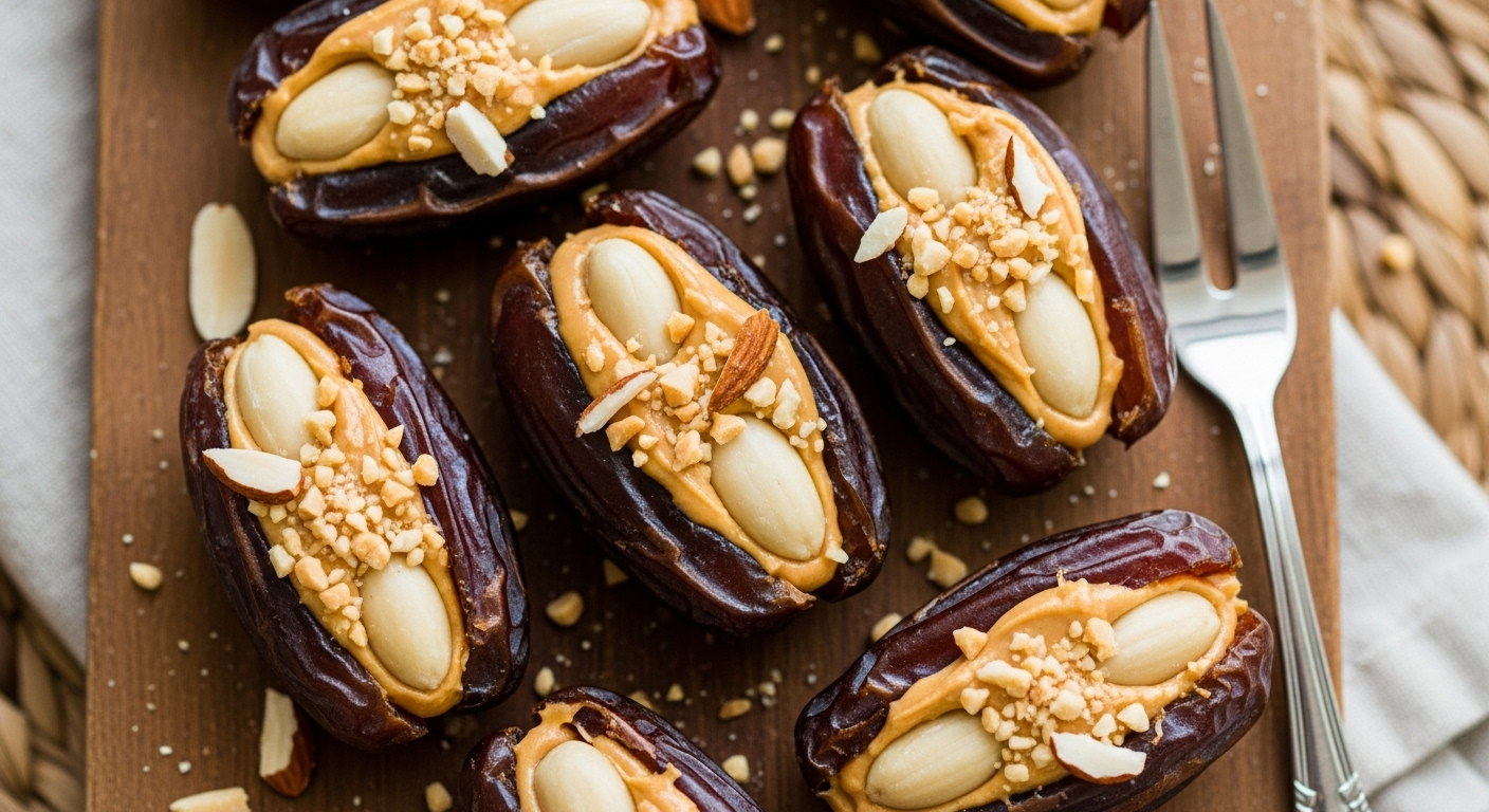 Stuffed Dates with Peanut Butter & Almonds