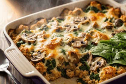 Keto Mushroom & Spinach Casserole