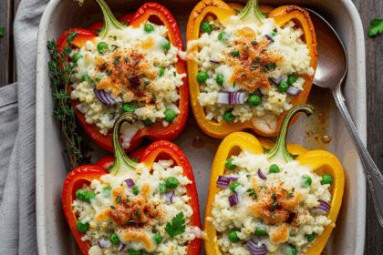 Stuffed Bell Peppers with Cauliflower Rice