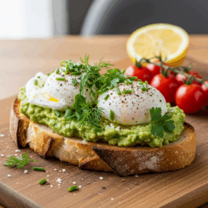 Avocado Toast with Poached Eggs & Herbs