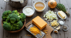 Broccoli-Cheddar-Soup ingredients