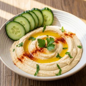 Hummus with Cucumber Slices