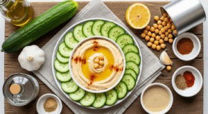 Hummus with Cucumber Slices