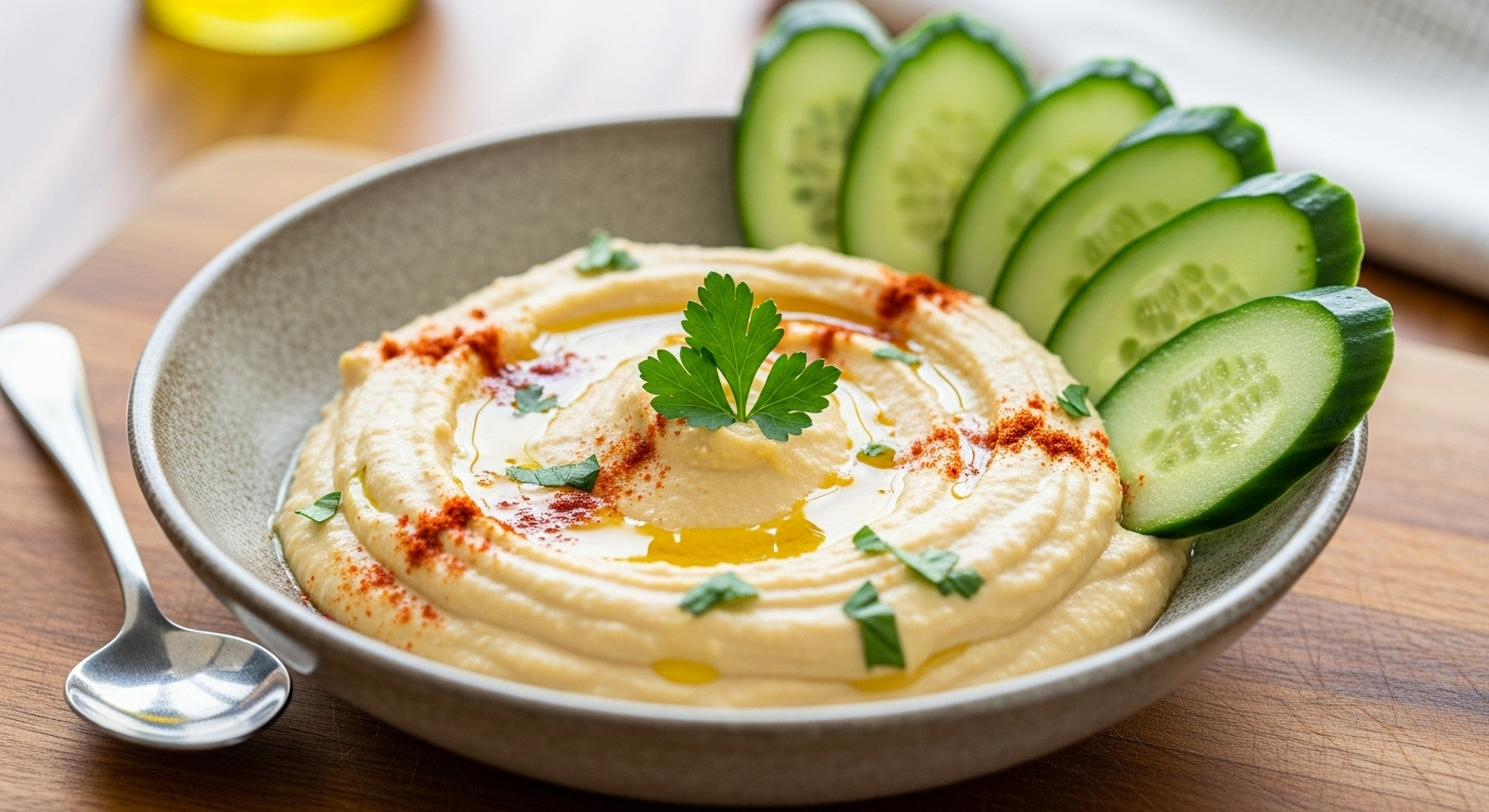 Hummus with Cucumber Slices