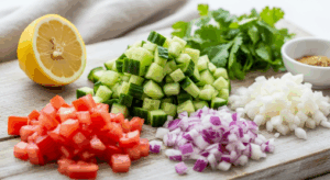 Kachumber-Salad ingredients