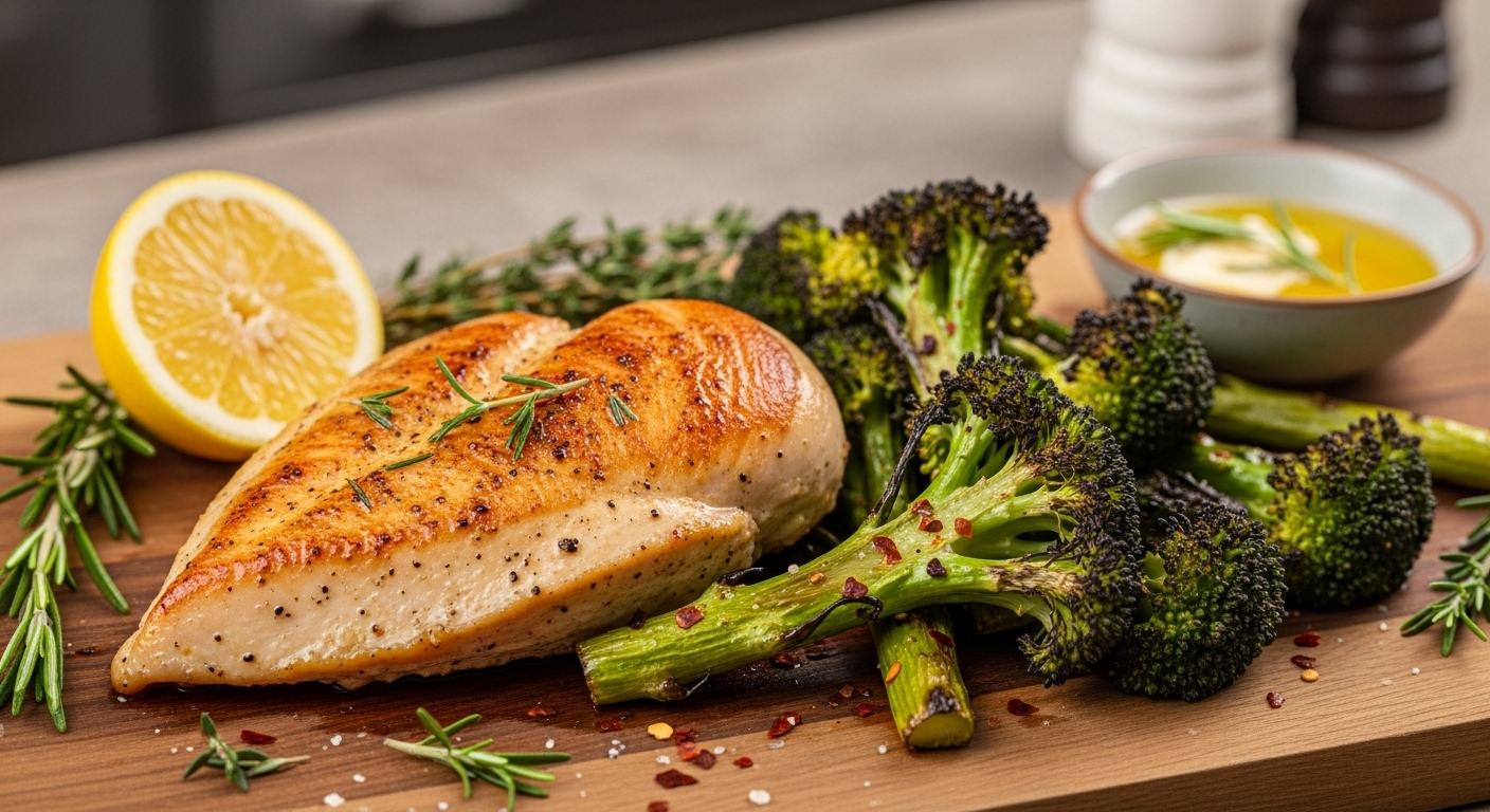 Keto Chicken Breast with Roasted Broccoli