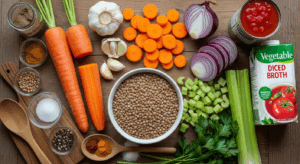 Lentil Soup with Carrots & Garlic ingredients