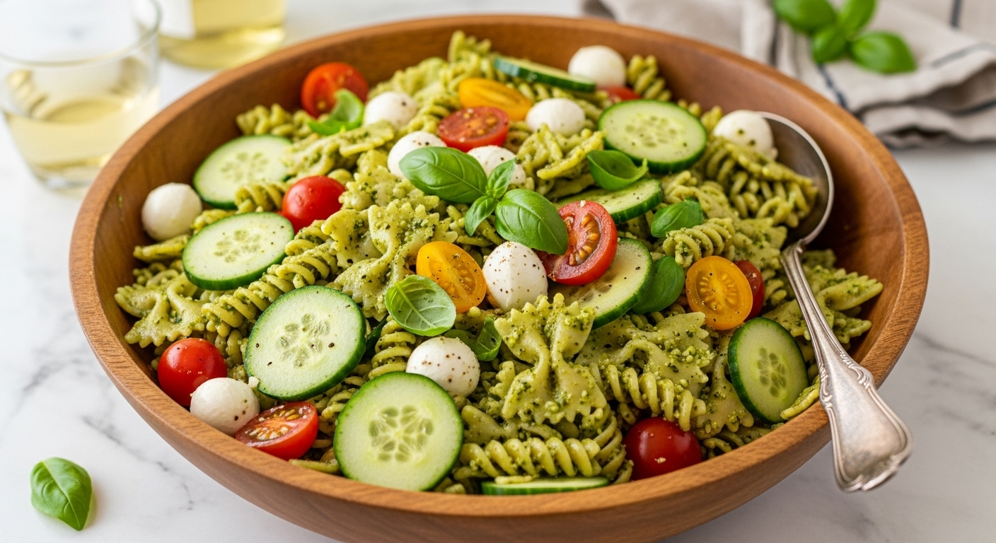 Pesto Cucumber Pasta Salad