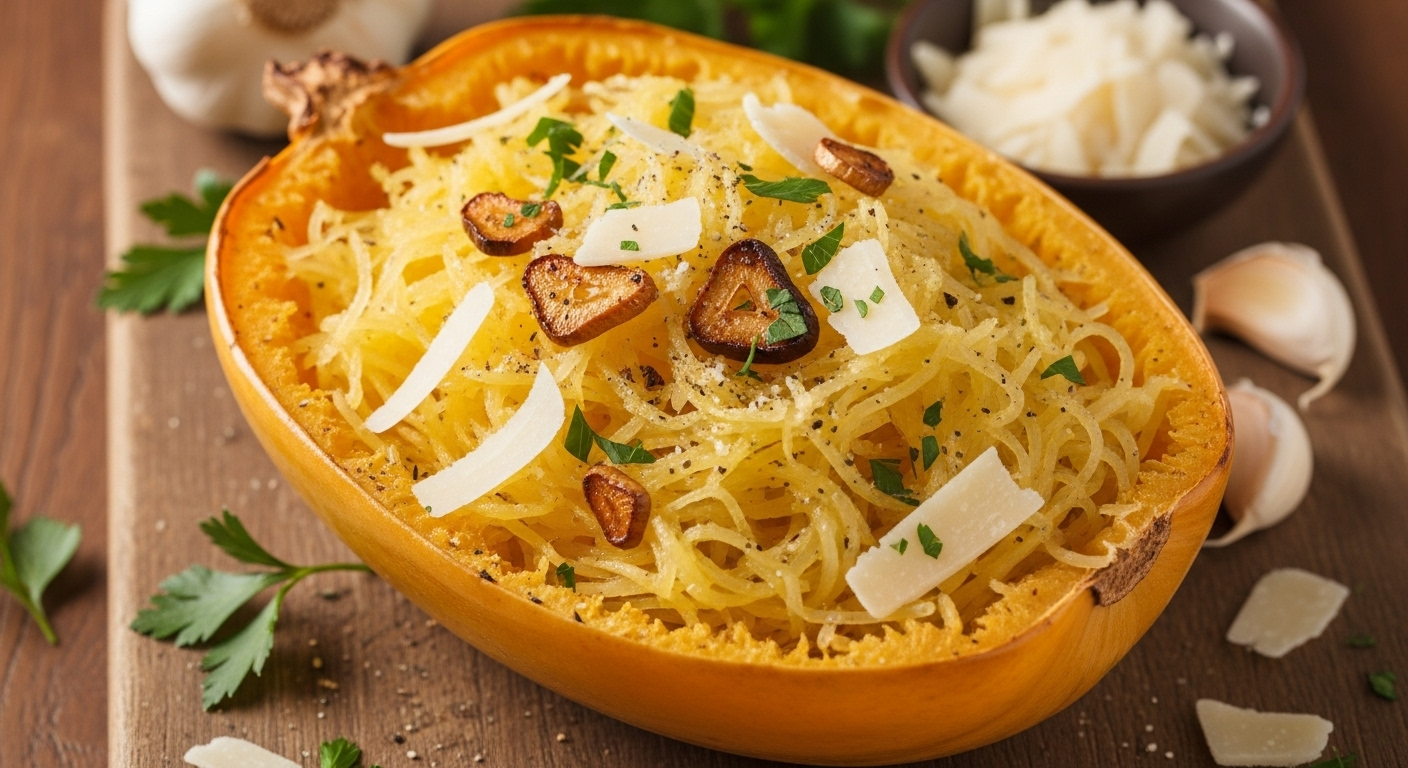Spaghetti Squash with Garlic Parmesan