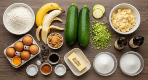 Zucchini Banana Muffins ingredients