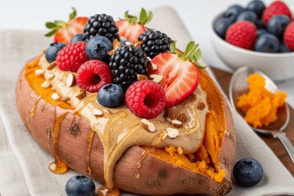 Sweet Potato with Almond Butter & Berries