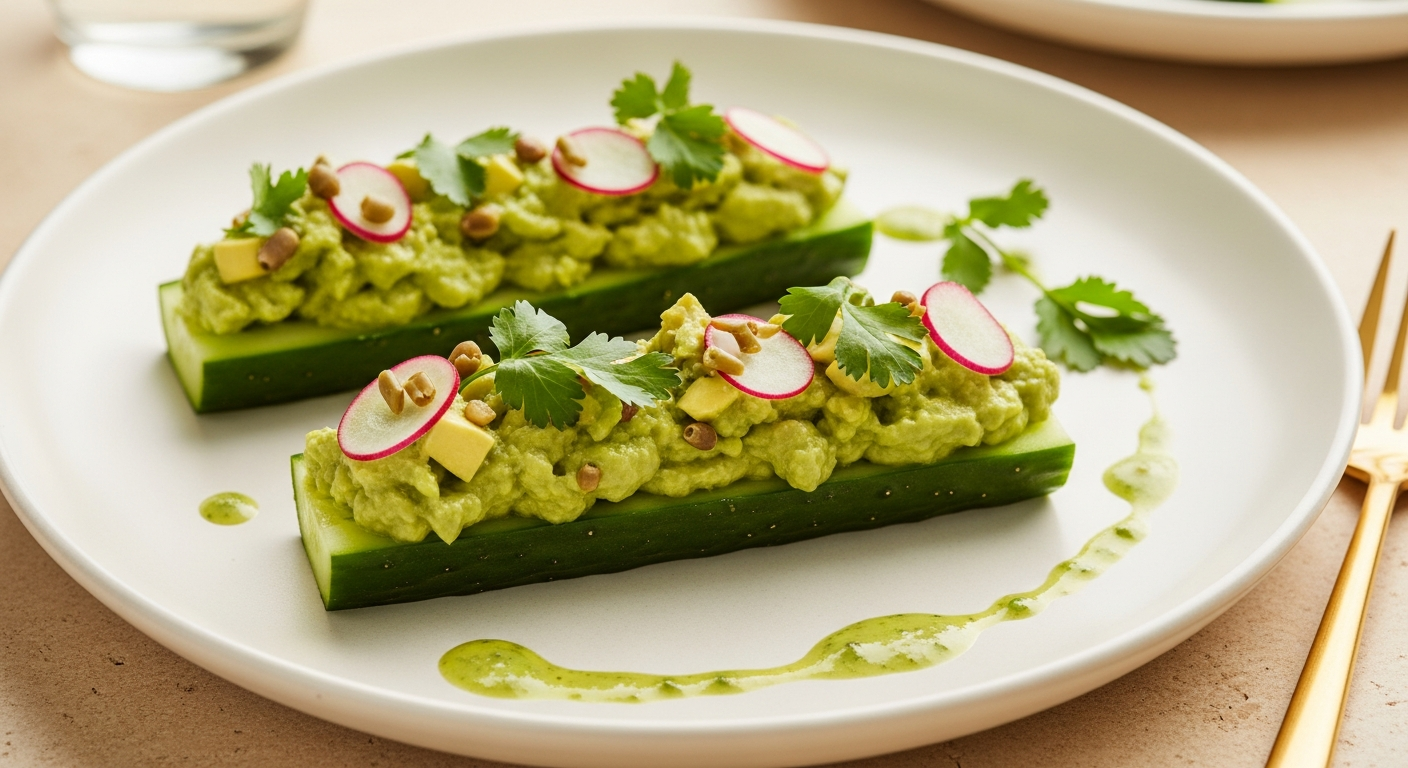 Cucumber & Guacamole Boats