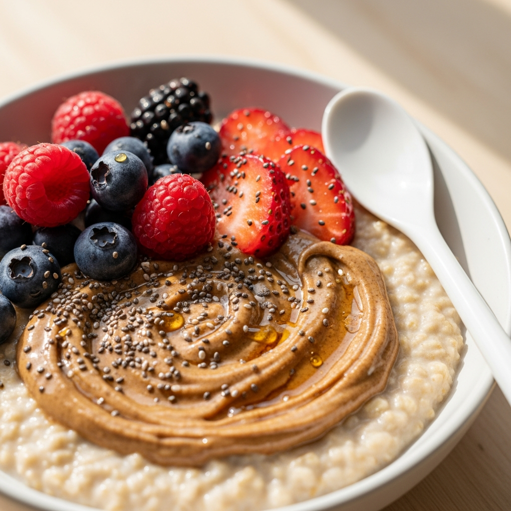 Oatmeal with Almond Butter & Berries