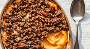 Sweet Potato Casserole with Pecan Crunch
