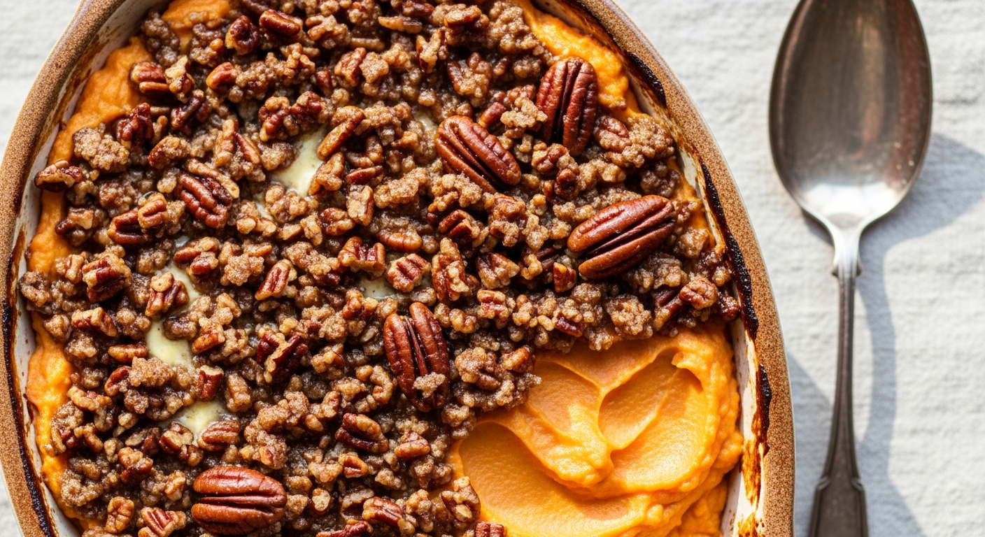 Sweet Potato Casserole with Pecan Crunch