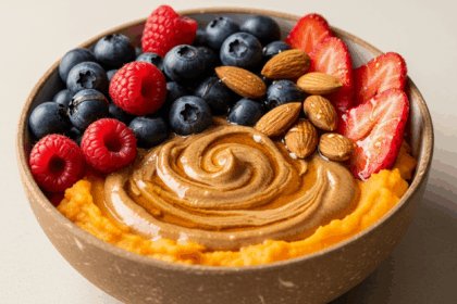 Sweet Potato Almond Butter & Berry Bowl
