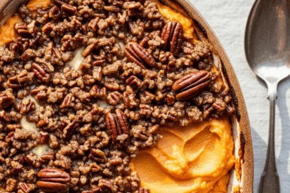 Sweet Potato Casserole with Pecan Crunch