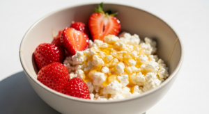 Cottage Cheese Bowl with Strawberries & Honey