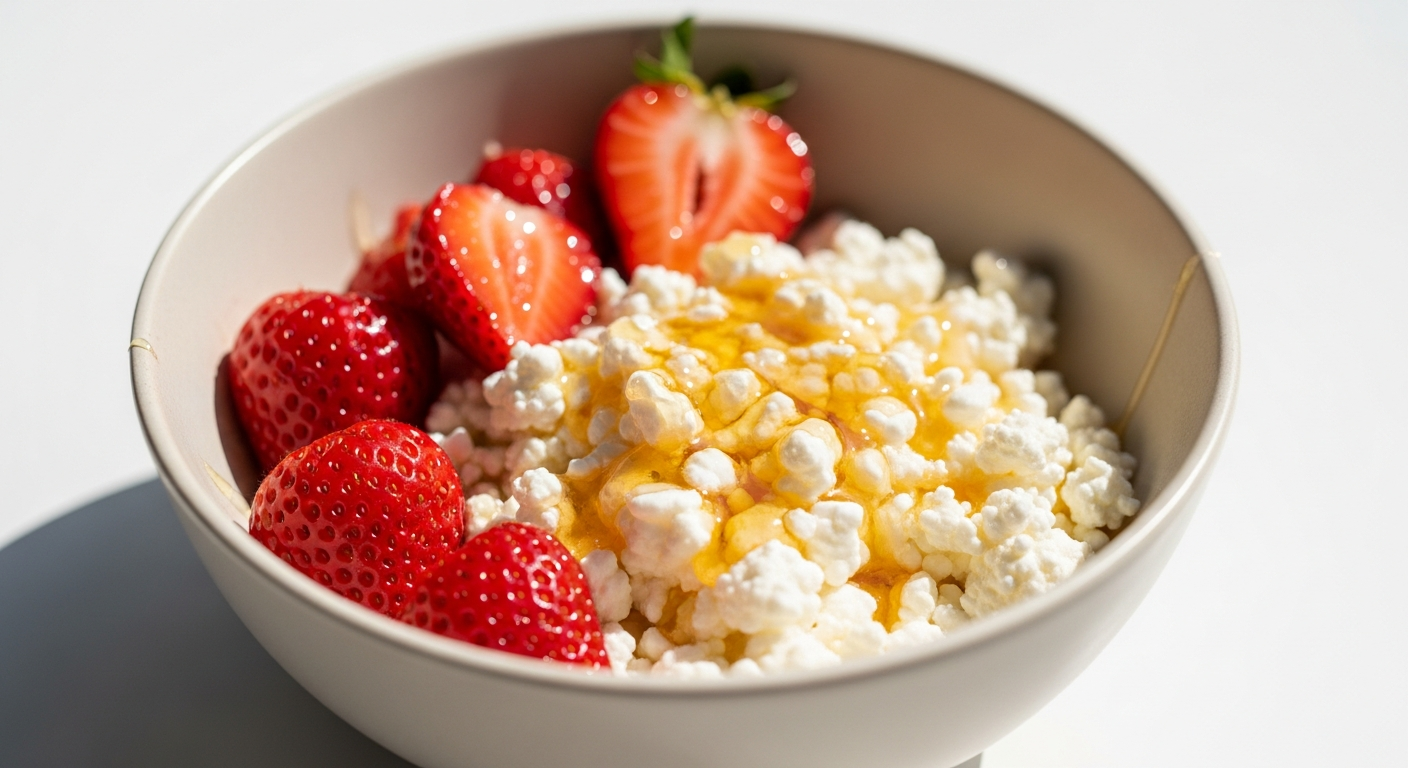 Cottage Cheese Bowl with Strawberries & Honey