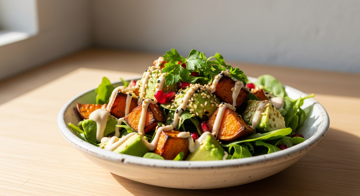 Sweet Potato Avocado Salad with Tahini Dressing