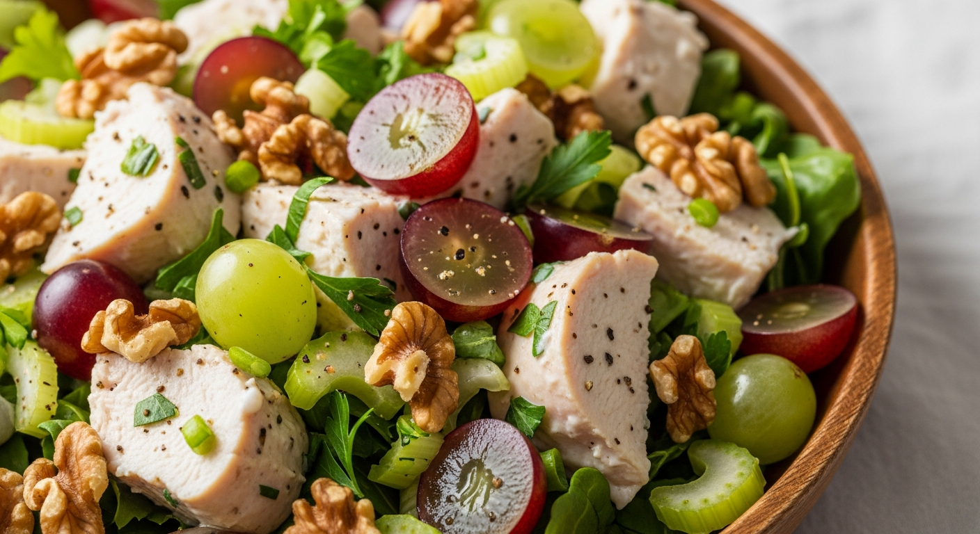 Crunchy Chicken Salad with Grapes and Walnuts