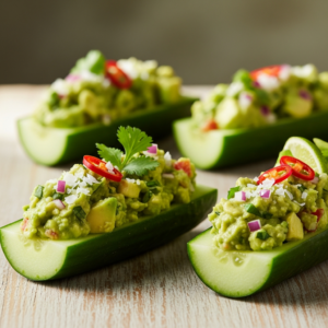 Cucumber and Guacamole Boats