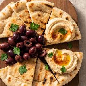 Mediterranean Pita with Hummus & Olives