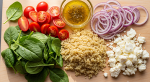 Quinoa & Spinach Feta Salad