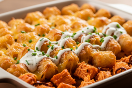 Spicy Buffalo Chicken Tater Tot Casserole