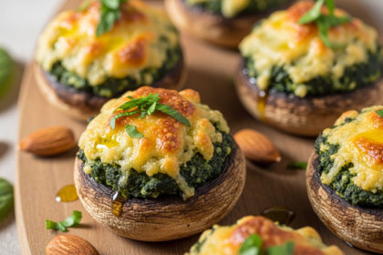 Spinach & Almond Flour Stuffed Mushrooms