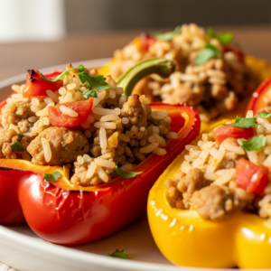 Turkey & Rice Stuffed Bell Peppers