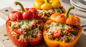 Turkey & Rice Stuffed Bell Peppers