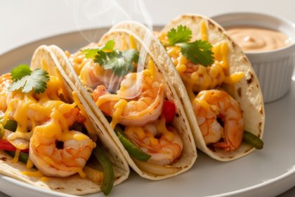 Cheesy Shrimp Tacos Gobernador