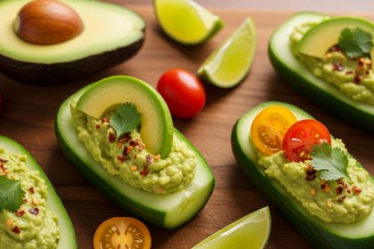 Cucumber and Guacamole Boats