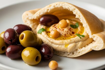 Mediterranean Pita with Hummus & Olives
