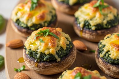 Spinach & Almond Flour Stuffed Mushrooms