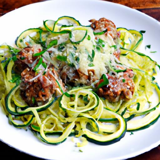 Keto Spaghetti with⁣ Zucchini Noodles & ‌Savory Meatballs